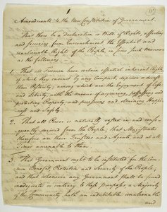 権利章典、1789年に連邦政府ホールで署名されたコピー（紙にインク）